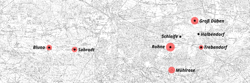 Karte mit Aufnahmeorten in der Schleifer Region